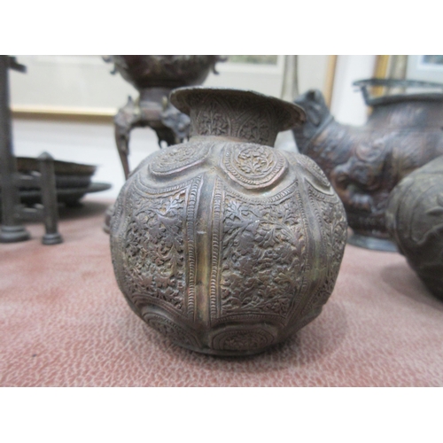 472 - A Japanese Koro with mask supports, 8in, Teapot in the form of a Sheep, another Teapot, various Bowl... 