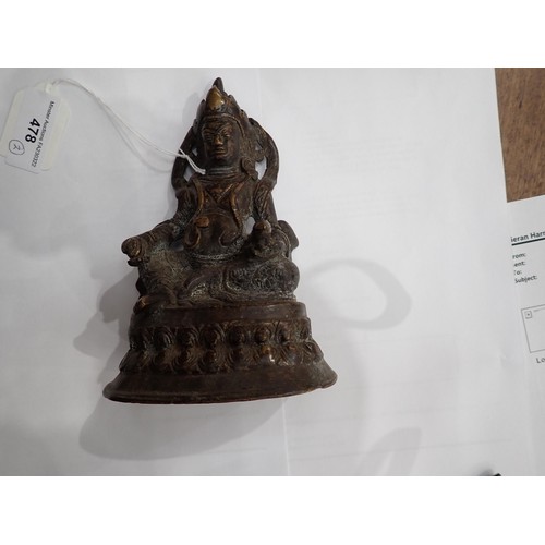 478 - An Eastern bronze Figure of Ganesh, seated on a large Indian bandicoot, 7in H and an Eastern bronze ... 