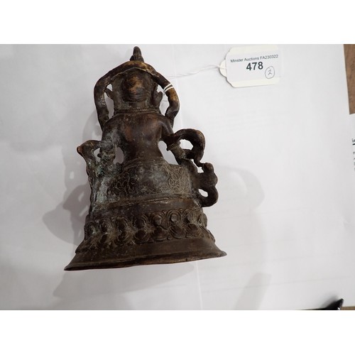 478 - An Eastern bronze Figure of Ganesh, seated on a large Indian bandicoot, 7in H and an Eastern bronze ... 