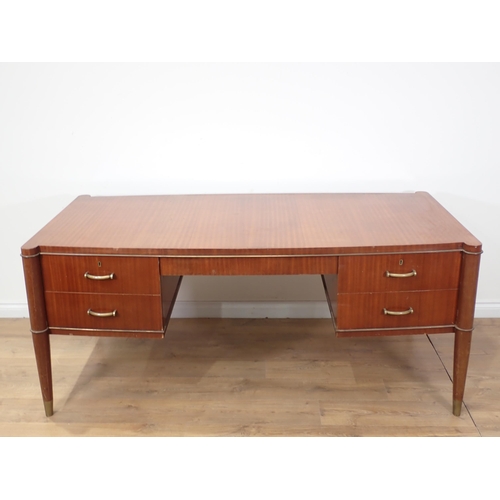 30 - A De Coene Freres Voltaire Art Deco Partner's Desk, fitted four drawers to the one side and two cupb... 