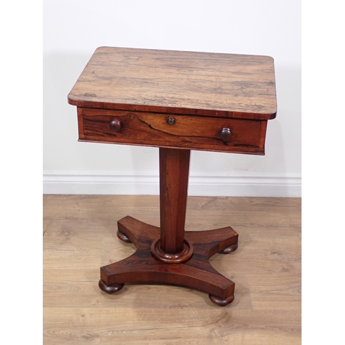 34 - A 19th Century rosewood Work Table fitted single frieze drawer mounted upon octagonal tapering colum... 