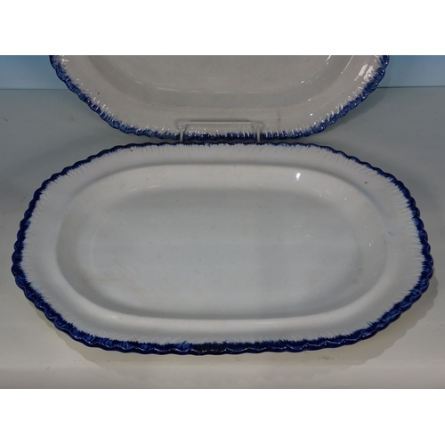 41 - A pair of 19th Century pearlware Meat Dishes with blue rims 16in