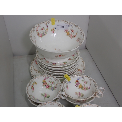 250 - A Coalport painted part Tea and Coffee Service, with Adelaide shaped cups, decorated floral wreaths.... 