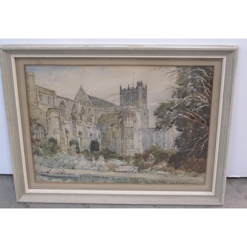 415 - ARTHUR CHARLES FARE. Christchurch Priory, signed and inscribed, watercolour. Provenance: with Frost ... 