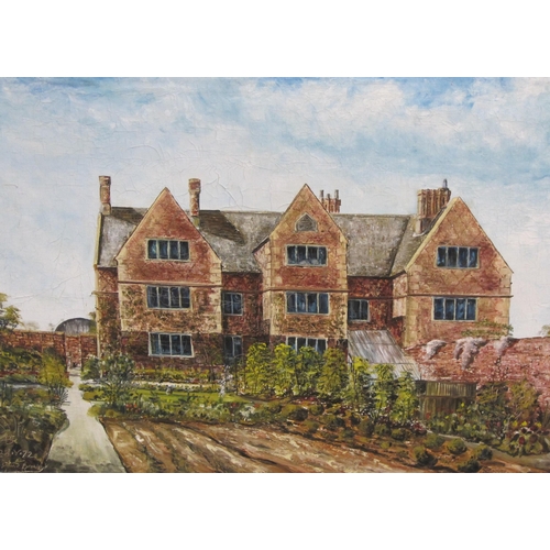 443 - DAVID BROMLEY. View towards a Country House, signed and dated 28.11.72, oil on board, 30½ x 42in; an... 