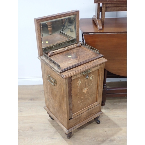 568 - A mahogany gateleg Table on turned supports 2ft 10in W x 2ft 5in H, a Victorian rosewood and inlaid ... 