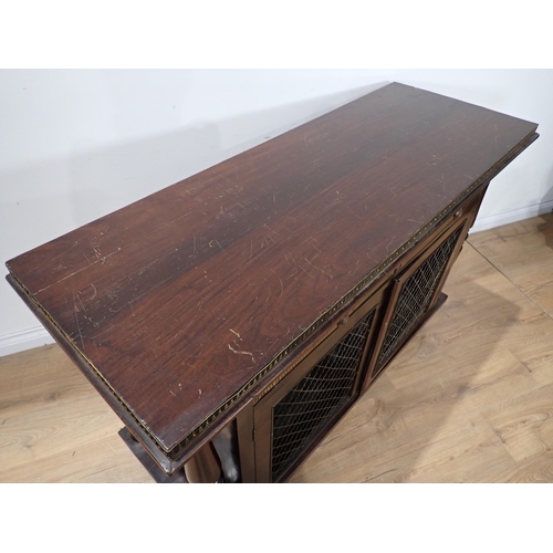 317 - A Regency rosewood Side Cabinet with pair of brass inlaid drawers above a pair of grill panelled doo... 