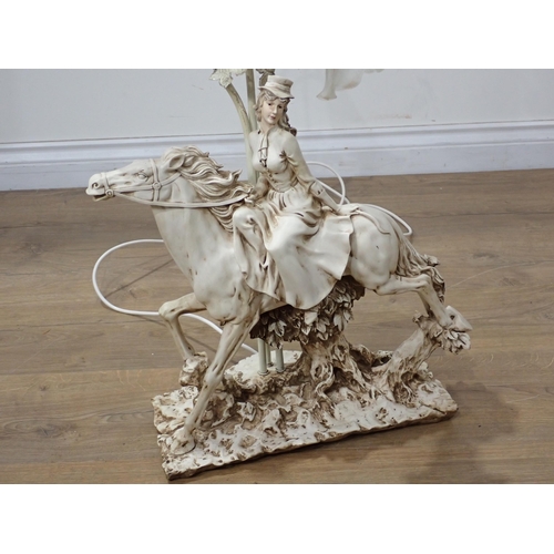 318 - A three branch Table Lamp in the form of a woman riding side saddle 2ft 3in H (passed PAT test)