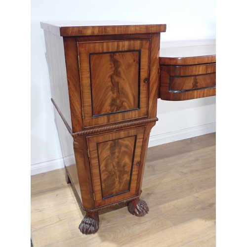 344 - A William IV mahogany Pedestal Sideboard fitted single frieze drawer between four cupboard doors mou... 