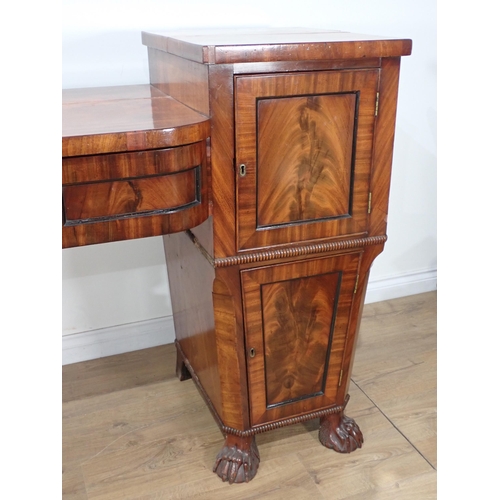 344 - A William IV mahogany Pedestal Sideboard fitted single frieze drawer between four cupboard doors mou... 