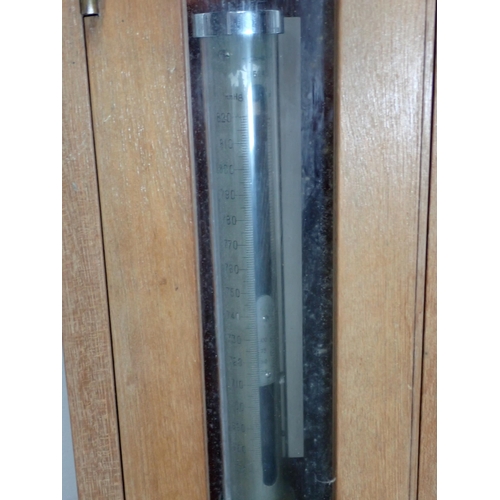 1 - Three Stick Barometers mounted in glazed wooden case