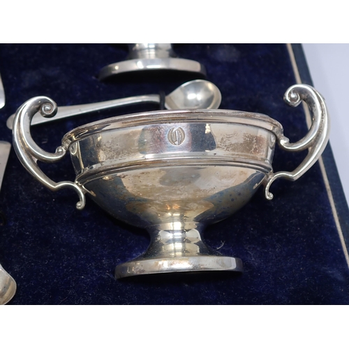 101 - A set of four George V silver two-handled circular pedestal Salts, engraved initial O, Birmingham 19... 