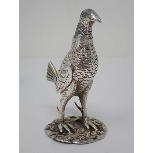 110 - A George V silver Pepperette in the form of a Fighting Cock, London 1918