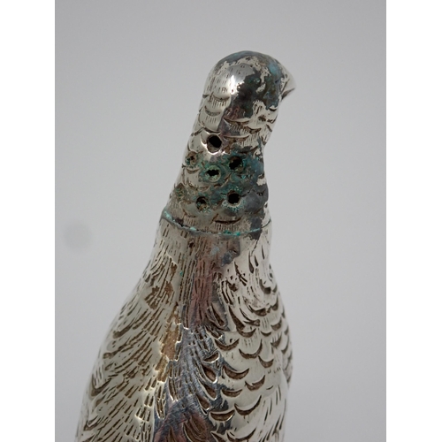 110 - A George V silver Pepperette in the form of a Fighting Cock, London 1918