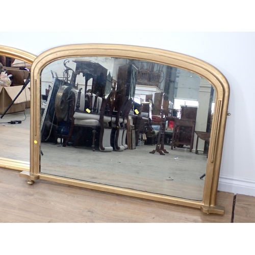 12 - Two arched gilt Overmantel Mirrors, 4ft W