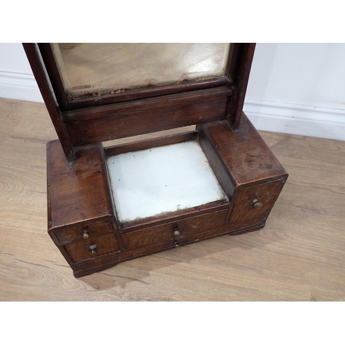 13 - A walnut Toilet Mirror with arched top, the base fitted arrangement of five drawers, 3ft 1in H