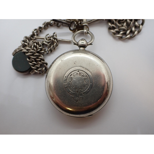 151 - A Victorian silver cased open faced keywind Pocket Watch the white enamel dial with roman numerals a... 