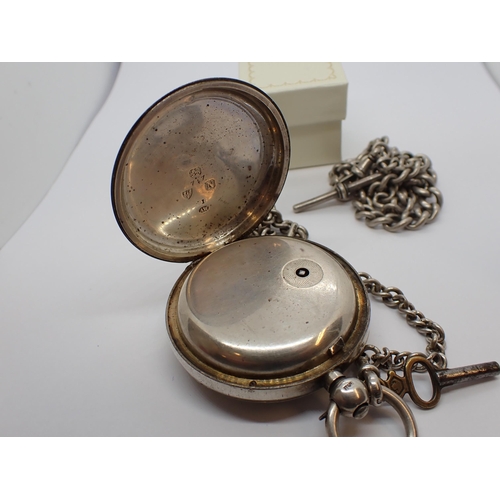 151 - A Victorian silver cased open faced keywind Pocket Watch the white enamel dial with roman numerals a... 