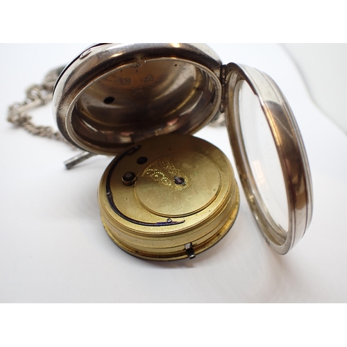 151 - A Victorian silver cased open faced keywind Pocket Watch the white enamel dial with roman numerals a... 