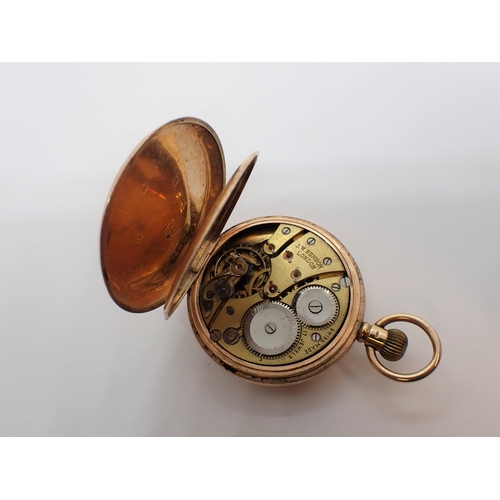 153 - A 9ct gold cased keyless wind half hunter Pocket Watch by J W Benson. London in Dennison case, the w... 