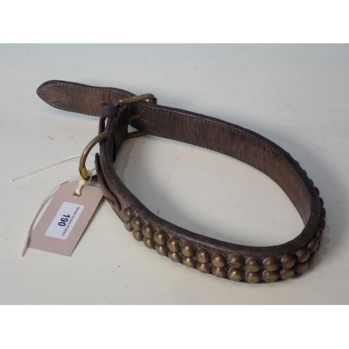 190 - An antique leather Dog Collar with brass studs