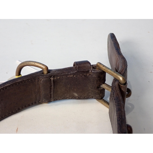 190 - An antique leather Dog Collar with brass studs