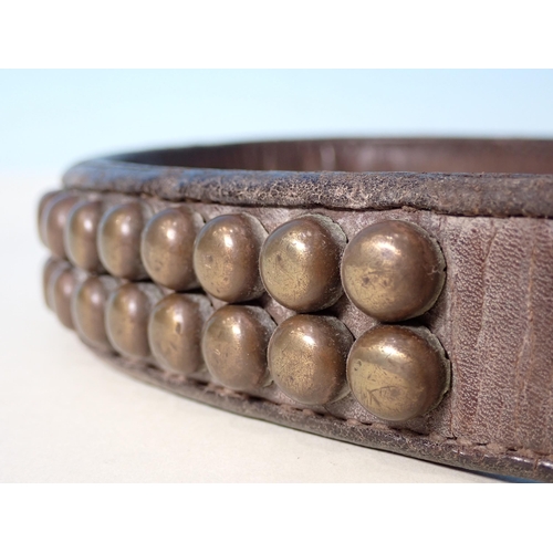 190 - An antique leather Dog Collar with brass studs