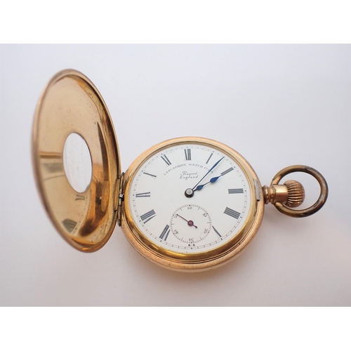 204 - ** WITHDRAWN ** A keyless wind half hunter Pocket Watch the white enamel dial with roman numerals an... 