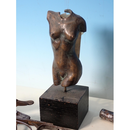 218 - VICTOR GILLANDERS; 'Torso', bronze No.12/20 with certificate, various brass Plaques, shotgun Action ... 