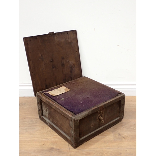 264 - A 19th Century wooden cased Egg Box with padded layers of trays, 14 1/2in W