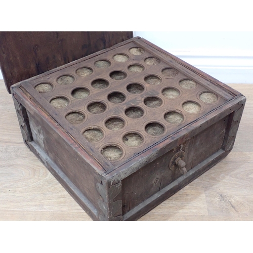 264 - A 19th Century wooden cased Egg Box with padded layers of trays, 14 1/2in W