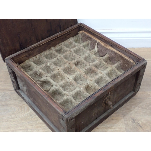 264 - A 19th Century wooden cased Egg Box with padded layers of trays, 14 1/2in W