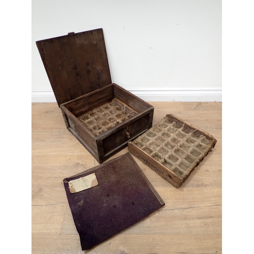 264 - A 19th Century wooden cased Egg Box with padded layers of trays, 14 1/2in W