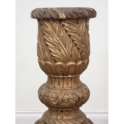 322 - A gilded carved wooden Pedestal, 2ft 3in H