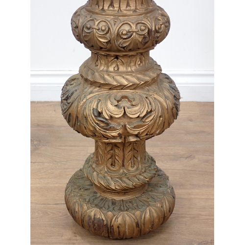 322 - A gilded carved wooden Pedestal, 2ft 3in H