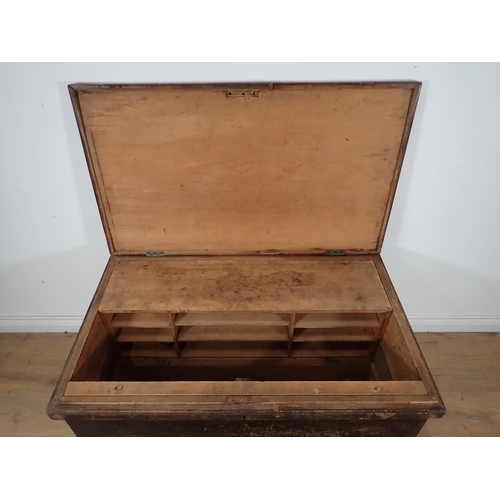 347 - A stained wood Carpenter's Chest, fitted and containing carpenter's tools, 3ft 3in W