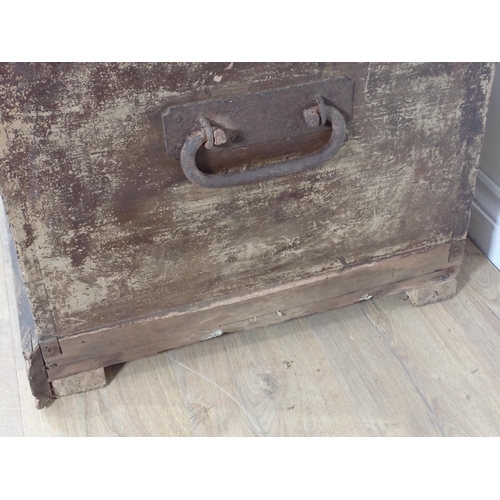 347 - A stained wood Carpenter's Chest, fitted and containing carpenter's tools, 3ft 3in W