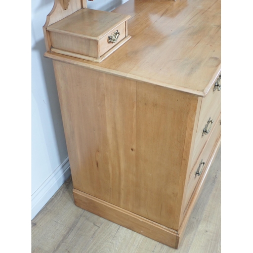 349 - A satin walnut Dressing Chest fitted three long drawers to the base, 3ft W