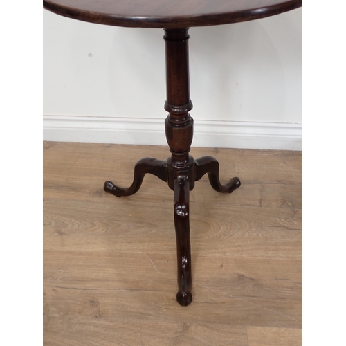 355 - A 19th Century mahogany tilt top Table with turned column and tripod base, 1ft 9in diam A/F