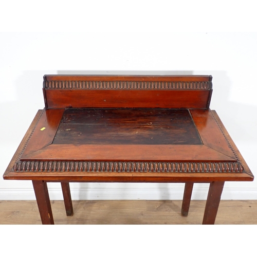 362 - A mahogany Table with moulded detail on squared supports, 3ft 3in W