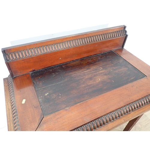 362 - A mahogany Table with moulded detail on squared supports, 3ft 3in W