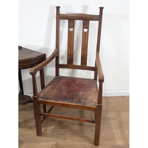 370 - A small oak Gateleg Table, an oak Box Stool, an oak Elbow Chair and a Corner Stand