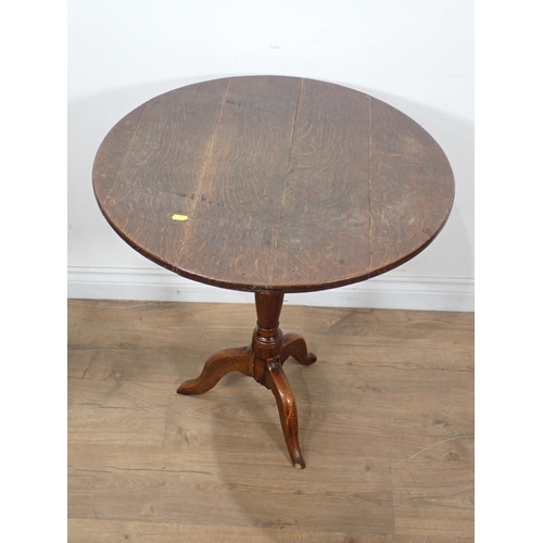 385 - A 19th Century oak Pillar Table with turned column and tripod base, 2ft 2in Diam, legs A/F