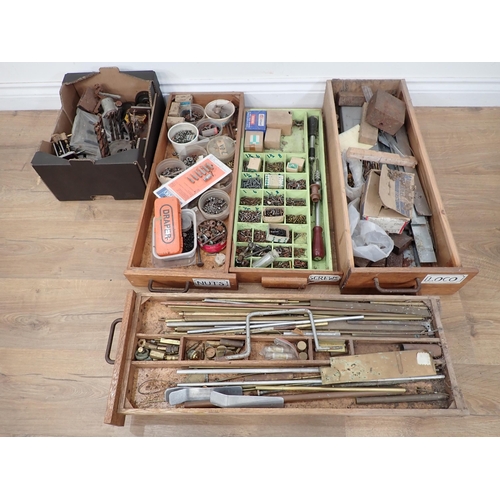 393 - A large quantity of boxes of metalworking equipment including vices, drill bits, drills, planes, nut... 