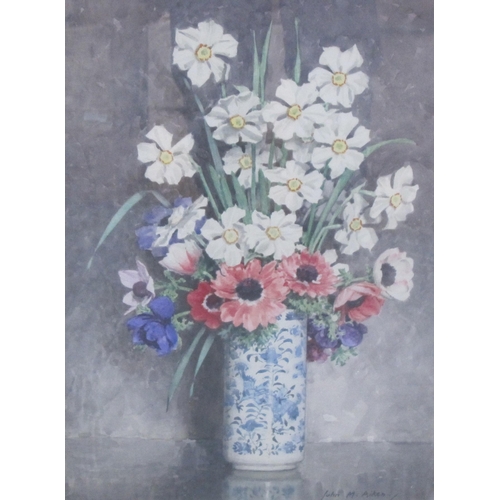 421 - JOHN MACDONALD AITKEN RSA. Lilies and Anemones, signed, watercolour, 20 x 14in. Provenance: with Ait... 