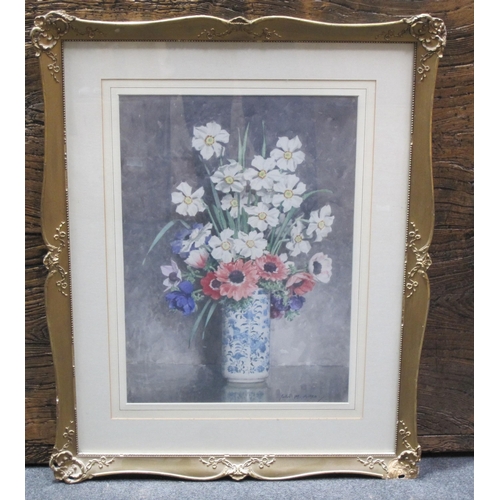 421 - JOHN MACDONALD AITKEN RSA. Lilies and Anemones, signed, watercolour, 20 x 14in. Provenance: with Ait... 