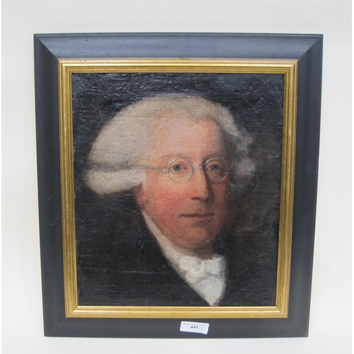 441 - ENGLISH SCHOOL, c.1810. Portrait of a Gentleman wearing spectacles, head and shoulders, oil on canva... 