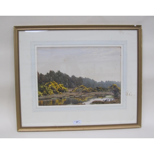 447 - ARTHUR G. PETHERBRIDGE. By a Heathland Pond, signed, watercolour, 13 x 18 1/2in; two other watercolo... 