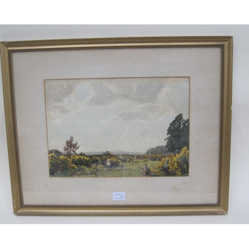 447 - ARTHUR G. PETHERBRIDGE. By a Heathland Pond, signed, watercolour, 13 x 18 1/2in; two other watercolo... 