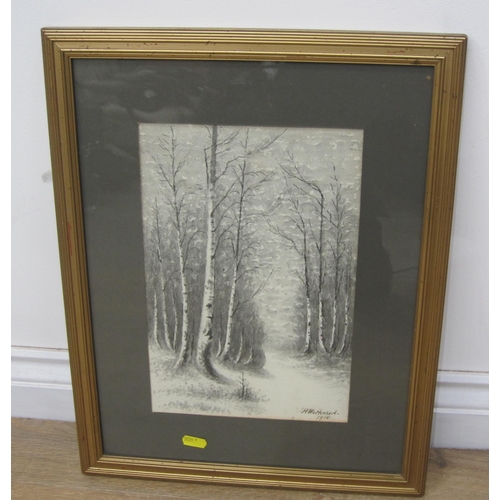 448A - HENRY WETHERED. Birch Trees, Leigh Woods, Clifton, signed and dated 1915, charcoal and grey wash, 12... 